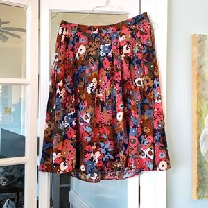 Talbots Floral Print Pleated Midi Skirt with Pockets, Size 12P